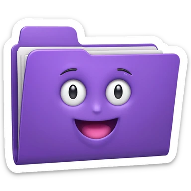 purple folder with papers inside, slightly messy and a little wonky, slightly 3d apple style emoji sticker