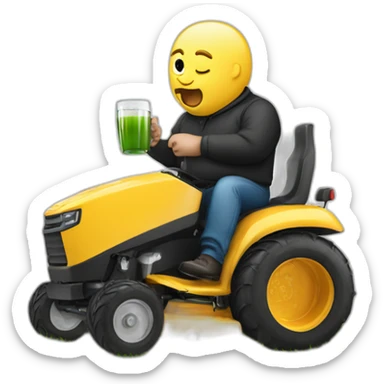 fatman-drinking-cider on ride on lawn mower sticker