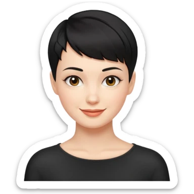 frau freche extreme schwarze Kurzhaarfrisur eine Seite fast keine Haare sticker