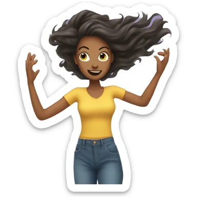tossing hair girl  sticker