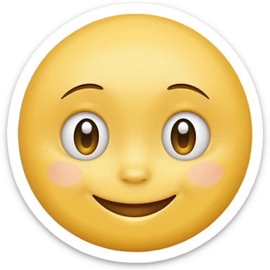Emoji, yellow round smiling face, shy expression sticker