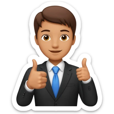 business student giving a thumbs up sticker