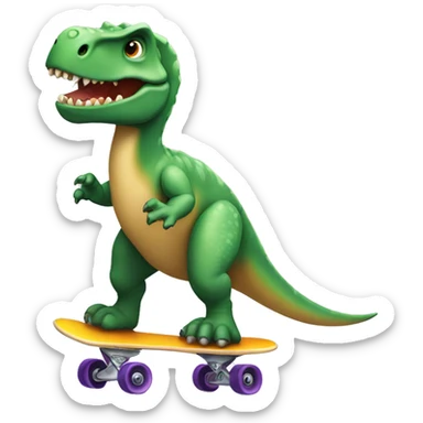 Dinosaurio en patineta sticker