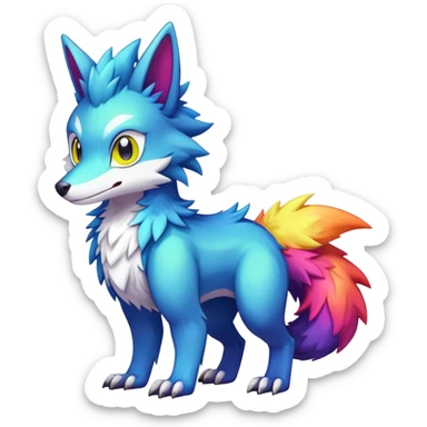  Colorful Shiny Kawaii Sergal FurSona Fakemon Full Body sticker