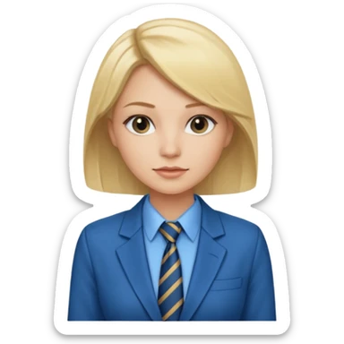 une femme blonde jolie avec une chemise et une veste et cravate bleu sticker