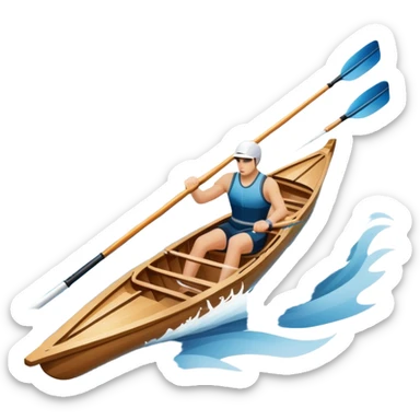 An icon showing a close-up of crossed oars, a sleek racing shell, and rippling water, symbolizing rowing. The design includes droplets in motion and a streamlined boat tip cutting through waves. Transparent background emphasizes strength, precision, and the spirit of competitive rowing sticker