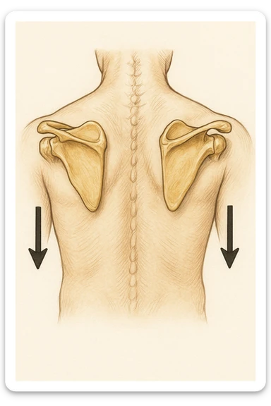 Scapole che vanno in giù depresse, viste anatomicamente. Fallo capire magari con frecce in basso più specifiche e caratteristiche sticker