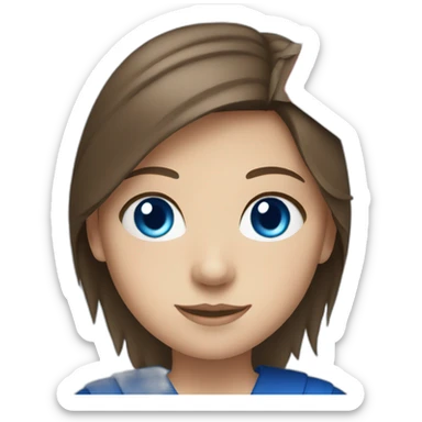 Girl with brown hair and blue eyes holding the flag of Japan sticker