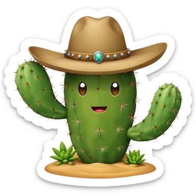 Cactus with a cowboy hat  sticker