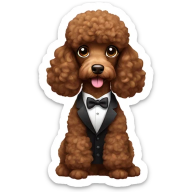 Brown poodle in a tuxedo sticker