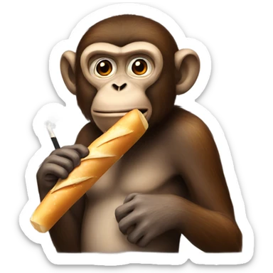 Monkey with baguette smoking  sticker