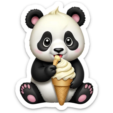 Panda eating ice cream sticker