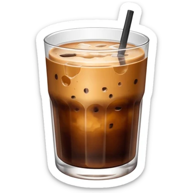 iced coffee in aesthetic round low glass sticker