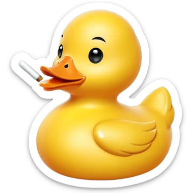 Rubber duck smoking a splif cartoon sticker