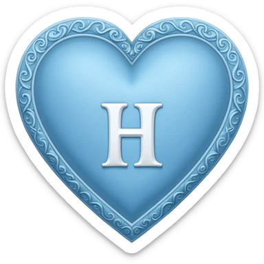 Can you make a baby blue heart with a white letter in the middle in a gothic style, the letter is H sticker