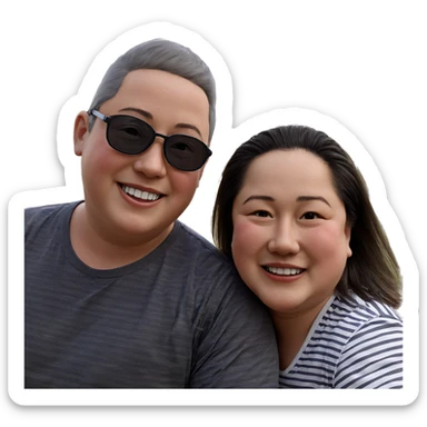 smiling boys outdoors striped shirts sticker