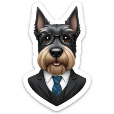 Scottish terrier black in suit and glasses sticker