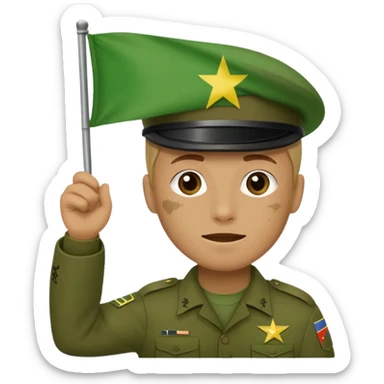Emoji of a soldier holding a green flag sticker