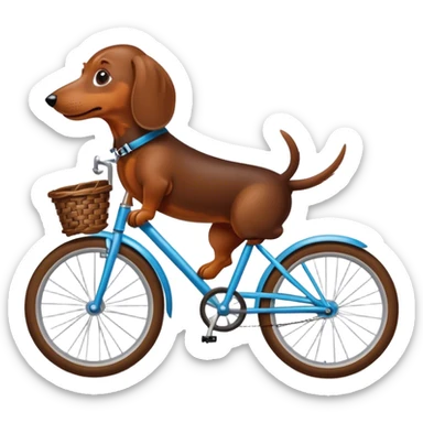 Dachshund riding a bike sticker