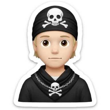 Make a boy wearing black bandana with some design on it  sticker