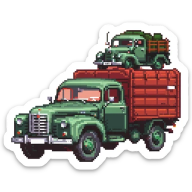 ZIL 130 Soviet truck with green cabin and flatbed, vintage Russian truck from 1960s sticker