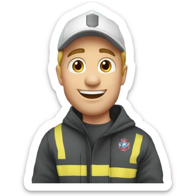 Young white American football coach on top of a fire station sticker