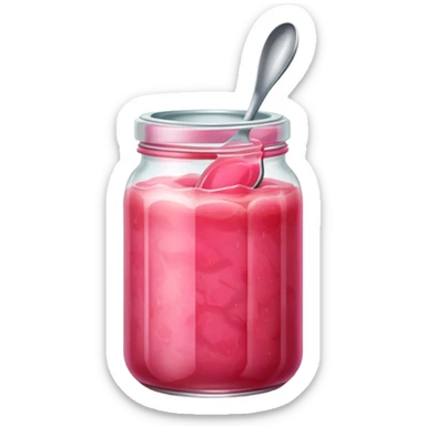 Guava jam in a jar with a spoon sticker