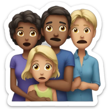 Scared family of 4 people sticker