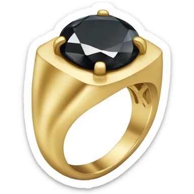 A gold ring with a black diamond sticker