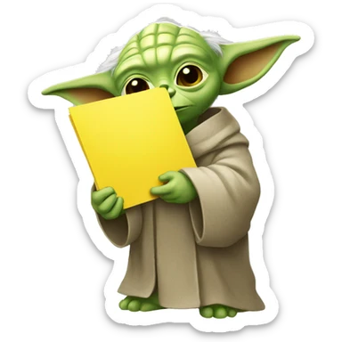 yoda who carries a yellow card sticker