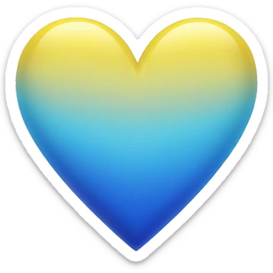 Shiny Yellow and blue ombré heart sticker