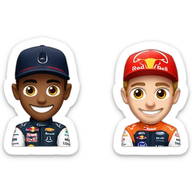 Lewis Hamilton and Max Verstappen in Red Bull sticker