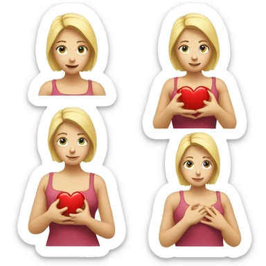 A European blonde woman holds her heart in her hands sticker