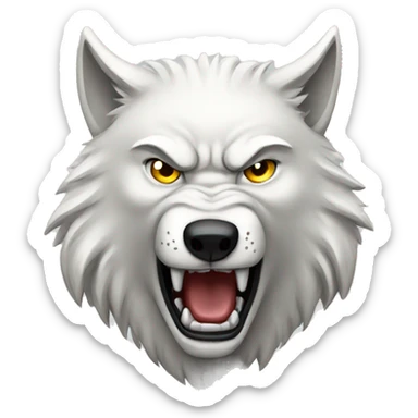 angry white wolf  sticker