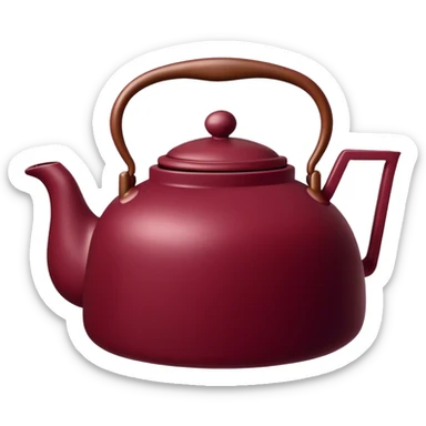 teapot with tea cozy burgundy sticker