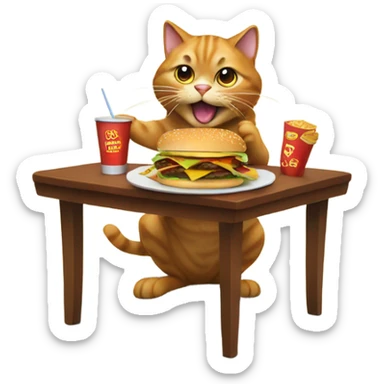 Cat eating cheeseburgers sticker