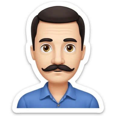 mustache young aged man,Big black mustache. sticker