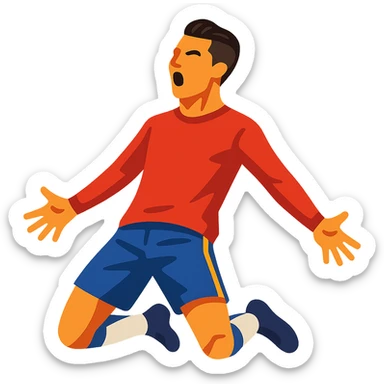 soccer player with iconic celebration, inspired by Cristiano Ronaldo sticker