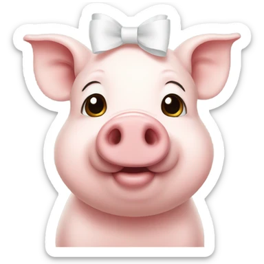 Cute pig with a white bow on forehead sticker