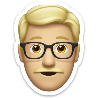 Blonde guy with glasses and moustache sticker
