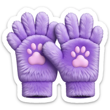 Pastel purple fuzzy cozy furry catty paw gloves and pulsewarmers sticker