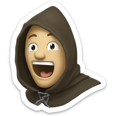 medieval saboteur laughing and escaping, hooded sticker