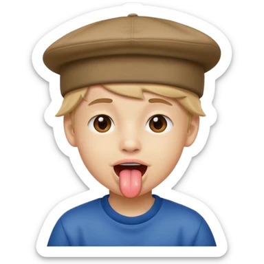 boy with a backwards hat with his tongue out sticker