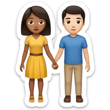 tan skin black haired woman holding hands with brown hair white man they are both adults sticker