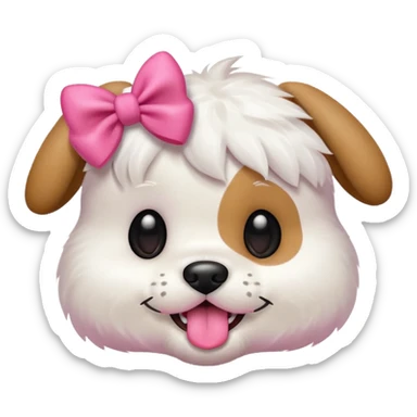 This puppy HEAD 🐶 with a pink bow and tongue out, please in apple ios emoji stylem not fluffy!! sticker