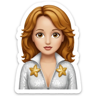 Teena Marie with long golden brown hair, white sequin outfit sticker