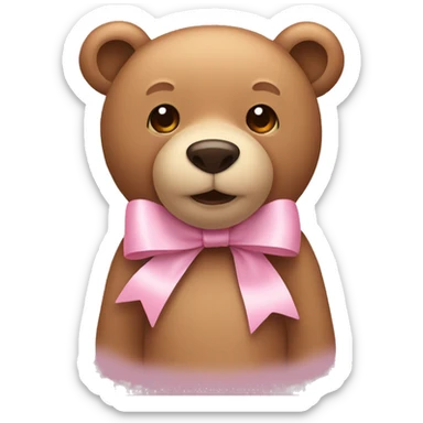 Light brown bear with light pink bows sticker
