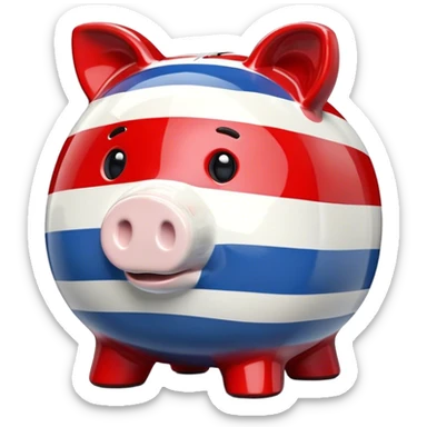 piggy bank in colors of monaco flag sticker