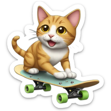 Skateboarding cat sticker