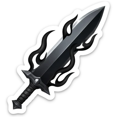 a black sword burning with a black flame sticker